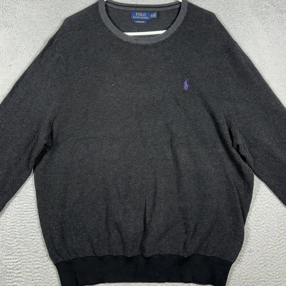 Polo Ralph Lauren Pima Cotton Sweater Mens 2XL Charcoal Grey Crewneck Pullover